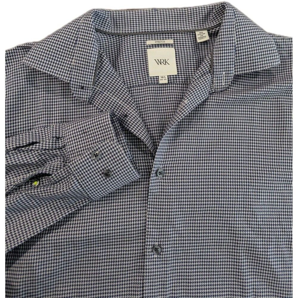 Mens WRK Long Sleeve 16.5 34/35 Blue Gray WRK Dress Shirt Stretch
